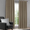 100% Blackout Eyelet Curtains Waffle Natural