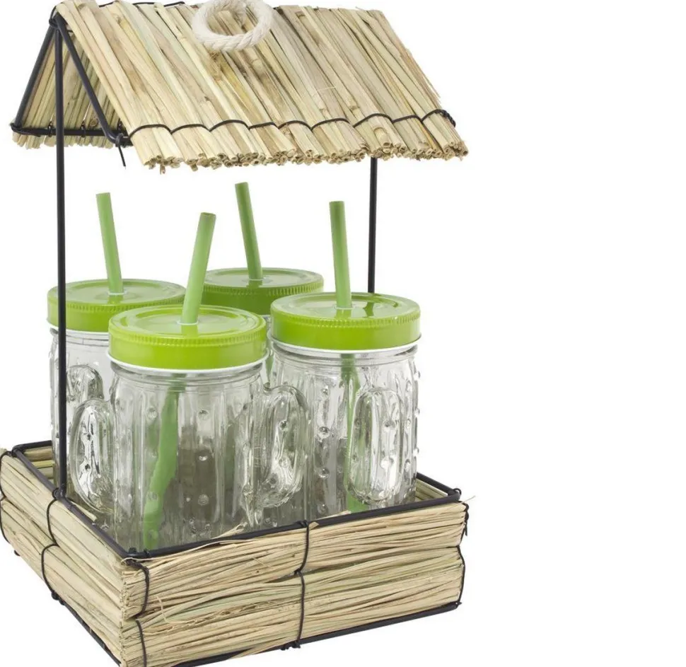 4 Cactus Tiki Hut Cups
