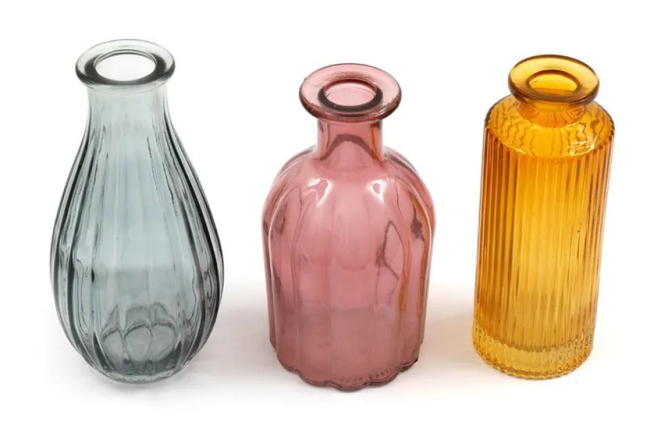 3 Colours Glass Vases