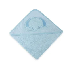 100% Cotton Elephant Hooded Towel Blue