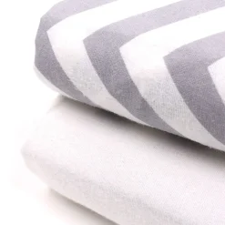 100% Cotton Fitted Cot Sheets 2 Pack Grey - Made In Portugal