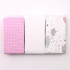 100% Cotton Fitted Cradle/Pram Sheets - 3 Pack Pink - Made In Portugal