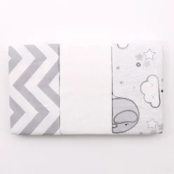 100% Cotton Fitted Moses Sheets 3 Pack Grey - Made In Portugal