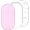 100% Cotton Fitted Moses Sheets 3 Pack Pink - Made In Portugal