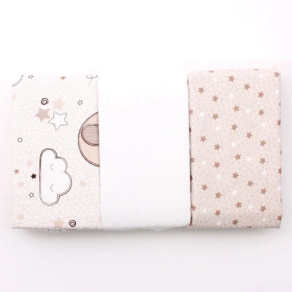 100% Cotton Fitted Moses Sheets 3 Pack Cream - Made In Portugal