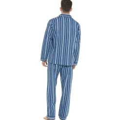 100% Cotton Flannelette Pyjamas Light Blue Stripe