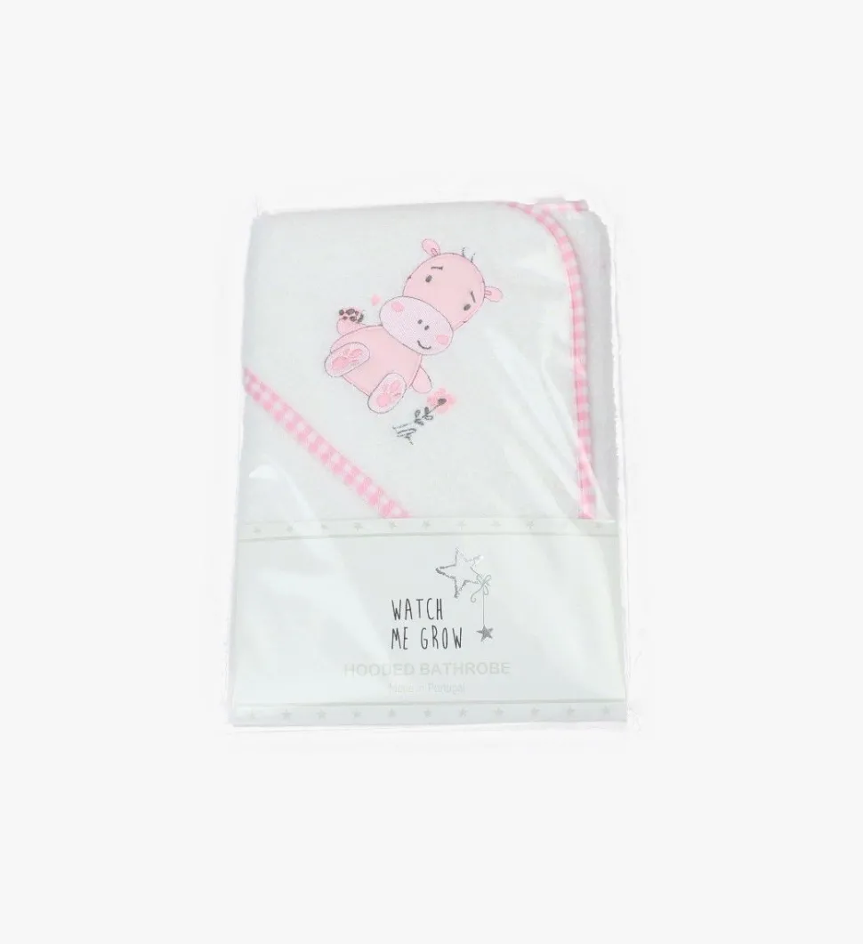 100% Cotton Hooded Towel Hippo Pink