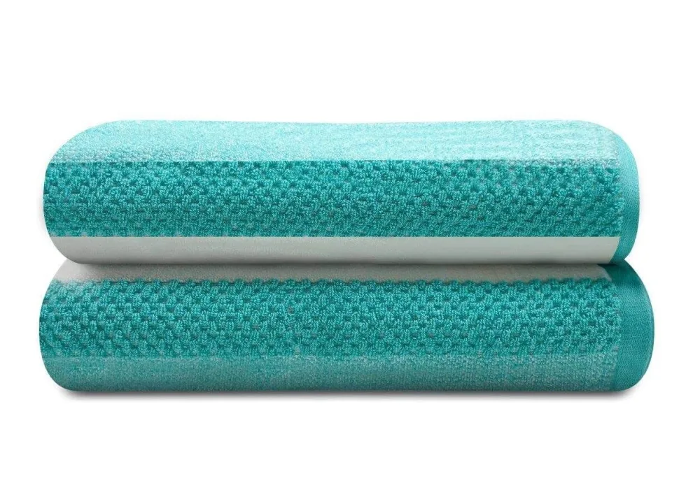 100% Cotton Stripe Towel Aqua
