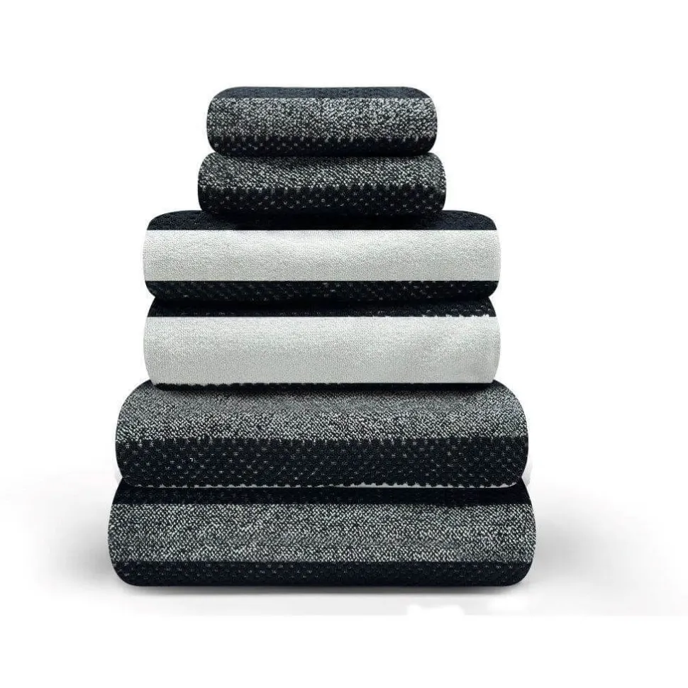 100% Cotton Stripe Towel Black