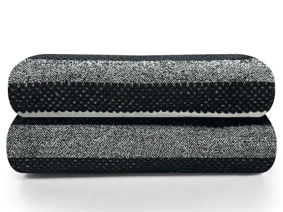 100% Cotton Stripe Towel Black