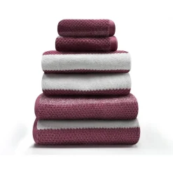 100% Cotton Stripe Towel Dark Pink