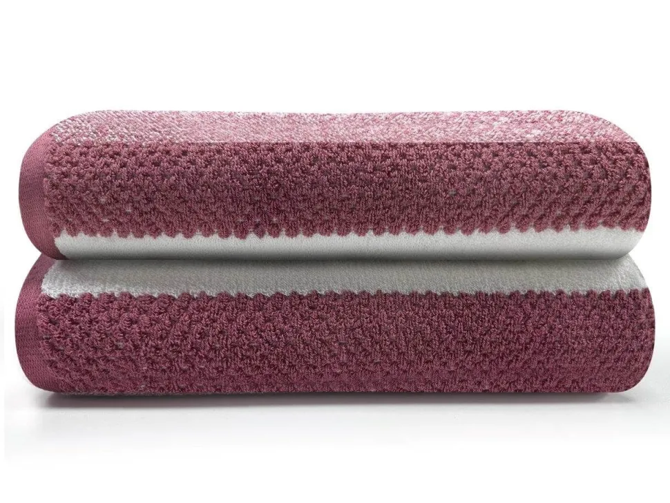 100% Cotton Stripe Towel Dark Pink