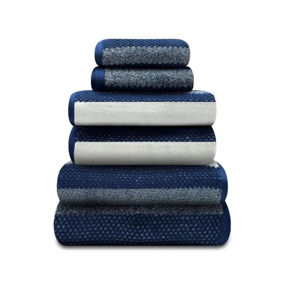 100% Cotton Stripe Towel Navy