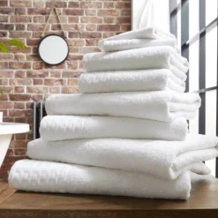 100% Cotton Waffle Towels White