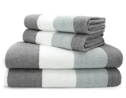 100% Cotton Weston Stripe 600gsm Towels Grey