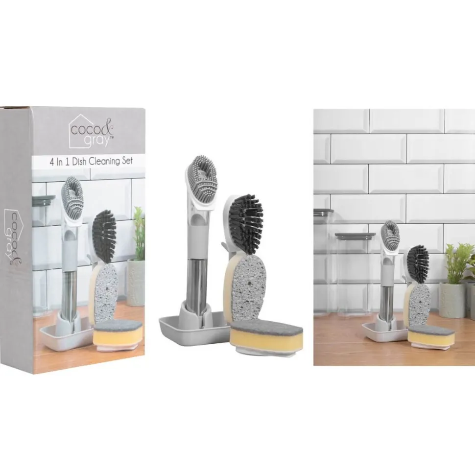 4 in 1 Coco & Grey Kitchen Cleaning Set