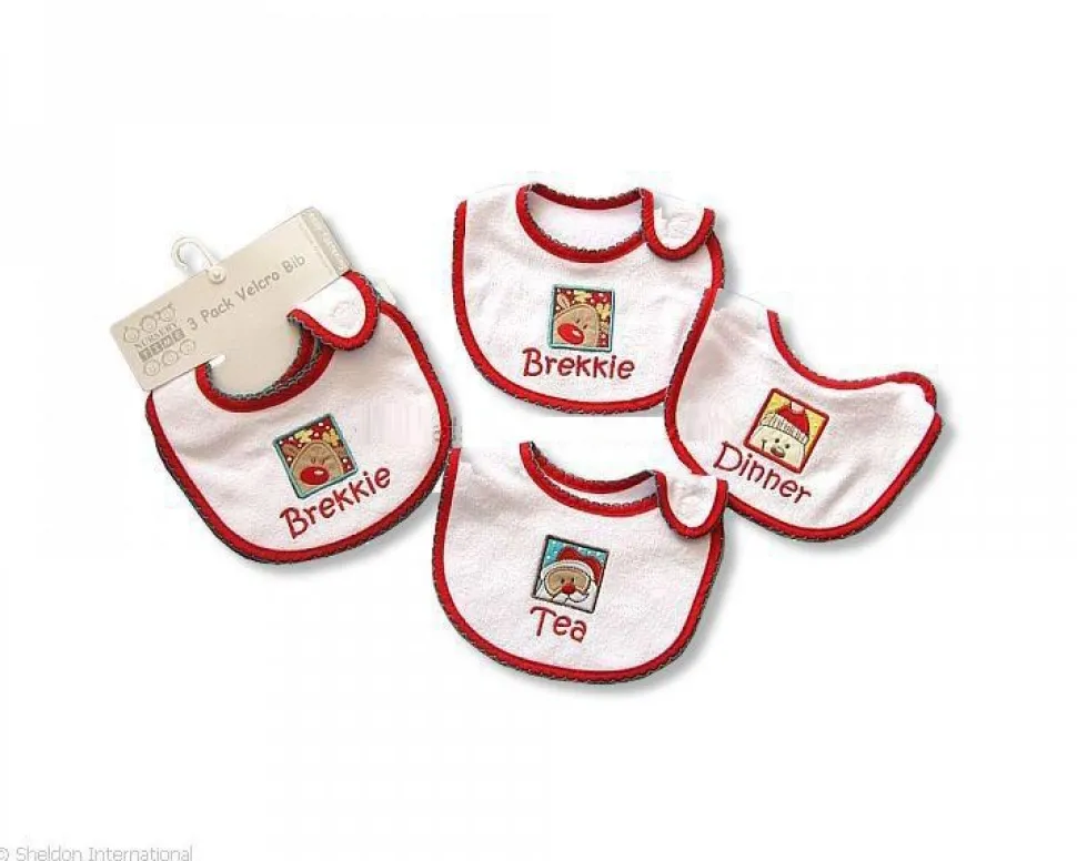 3 Pack Christmas Baby Bibs