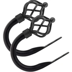 2 Pack Curtain Holdbacks Black Basket