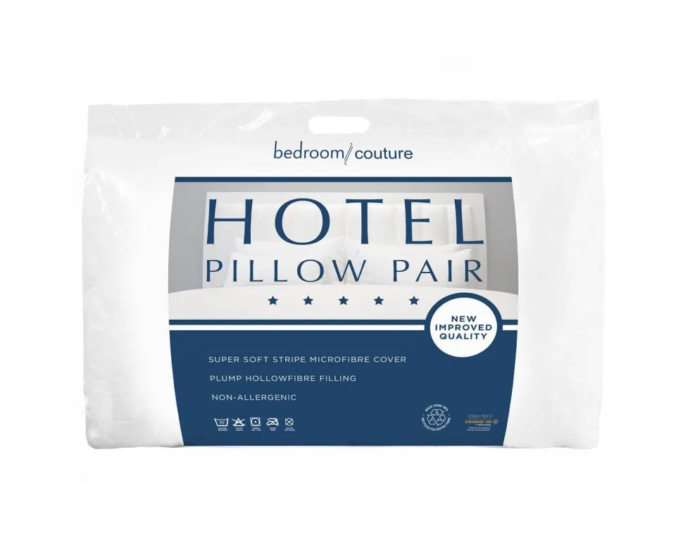 2 Pack Pillows Hotel Quality Bedroom Couture - Medium Support - Made in Ireland