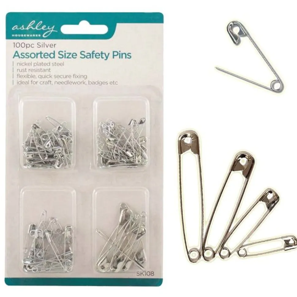 100 Piece Assorted Size Safety Pins