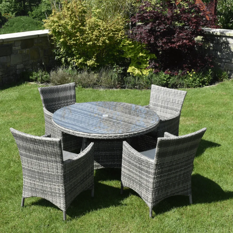 5 Piece Dark Rattan Dining Set