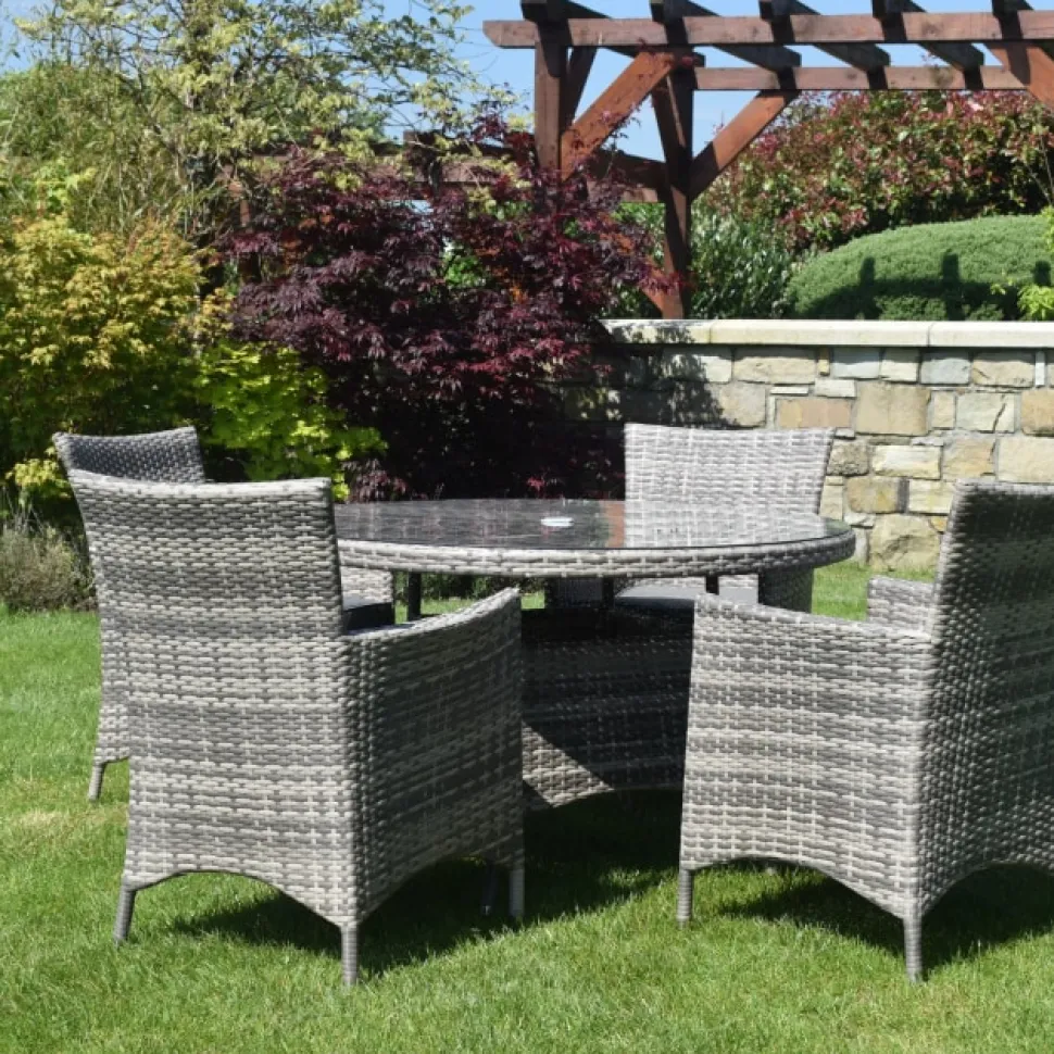 5 Piece Dark Rattan Dining Set
