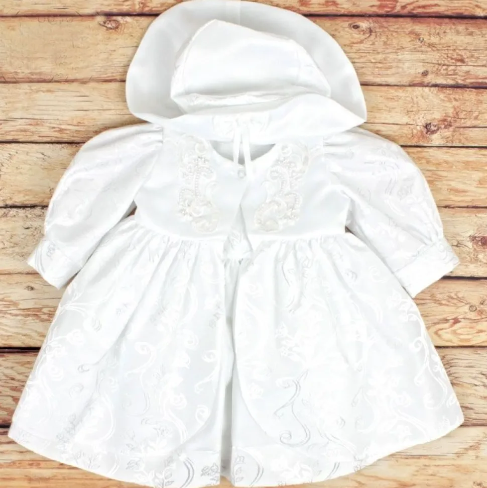 3 Piece Floral Christening Dress White