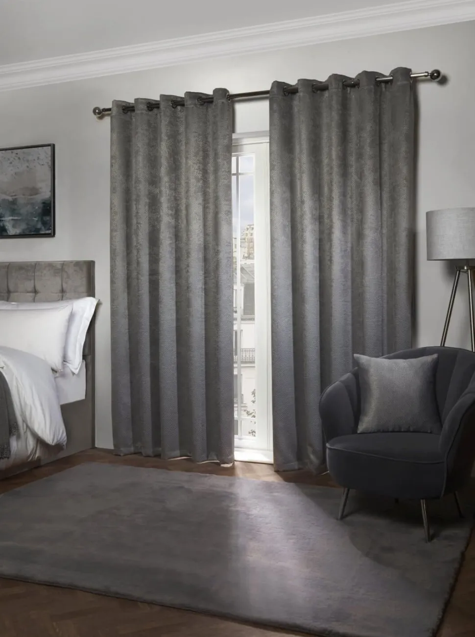 Ambiance Eyelet Curtains Charcoal by Emma Barclay