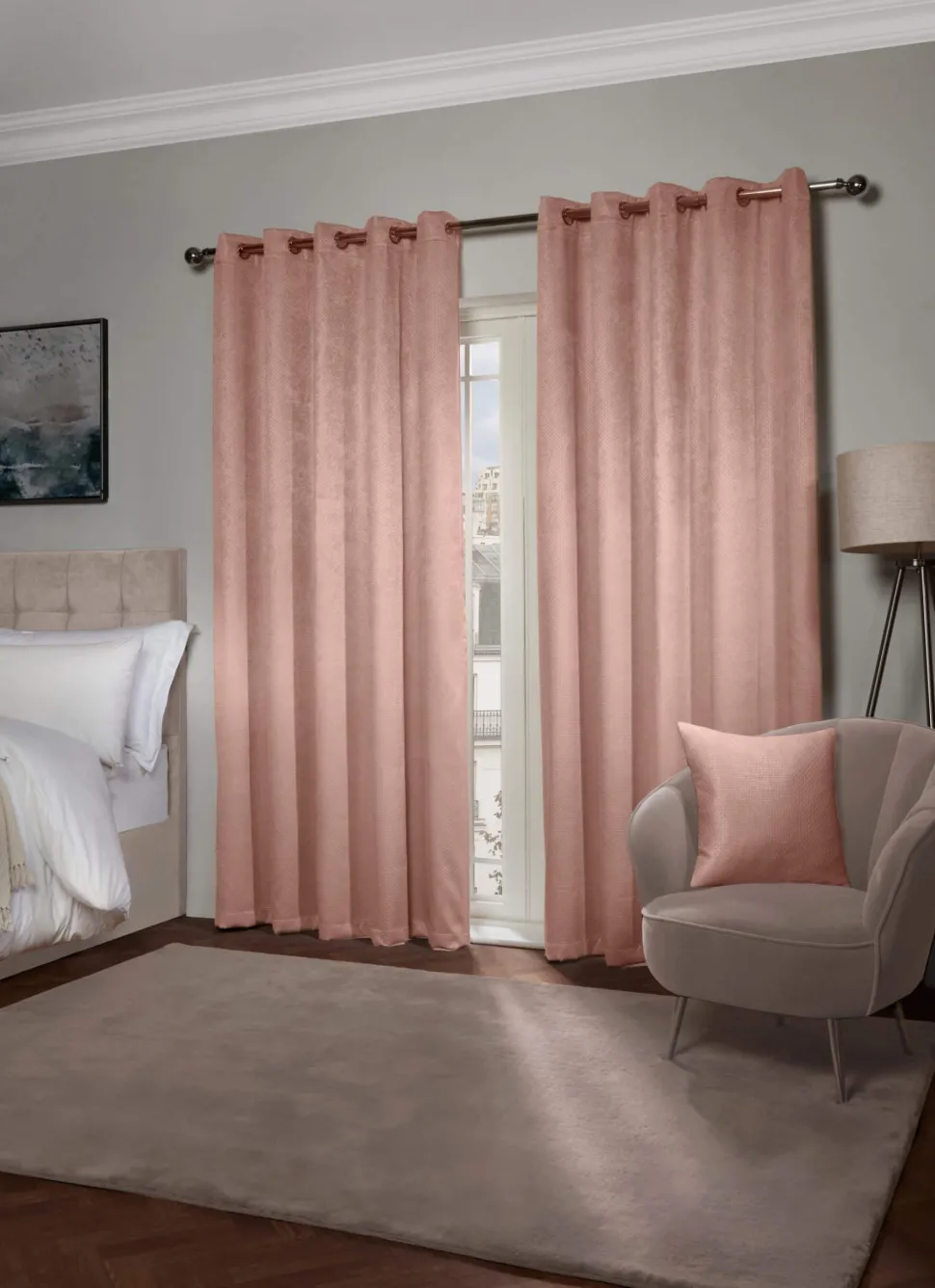 Ambiance Eyelet Curtains Blush by Emma Barclay