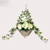 Artificial Hanging Basket Flower Hydrangea Cream 12"