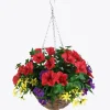 Artificial Hanging Basket Flower Arrangement Petunia 12"