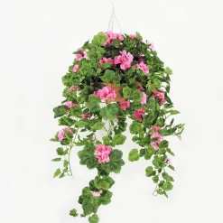 Artificial Hanging Pot Flower Arrangement Geranium 10"