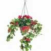 Artificial Hanging Pot Flower Arrangement Geranium 8"