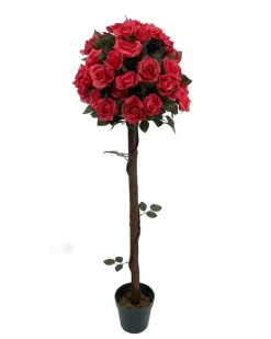 Artificial Rose Tree Red with Round Bush 120cm