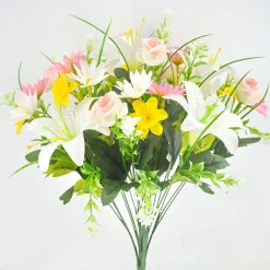 Artificial Tiger Lily Rose Flowers White