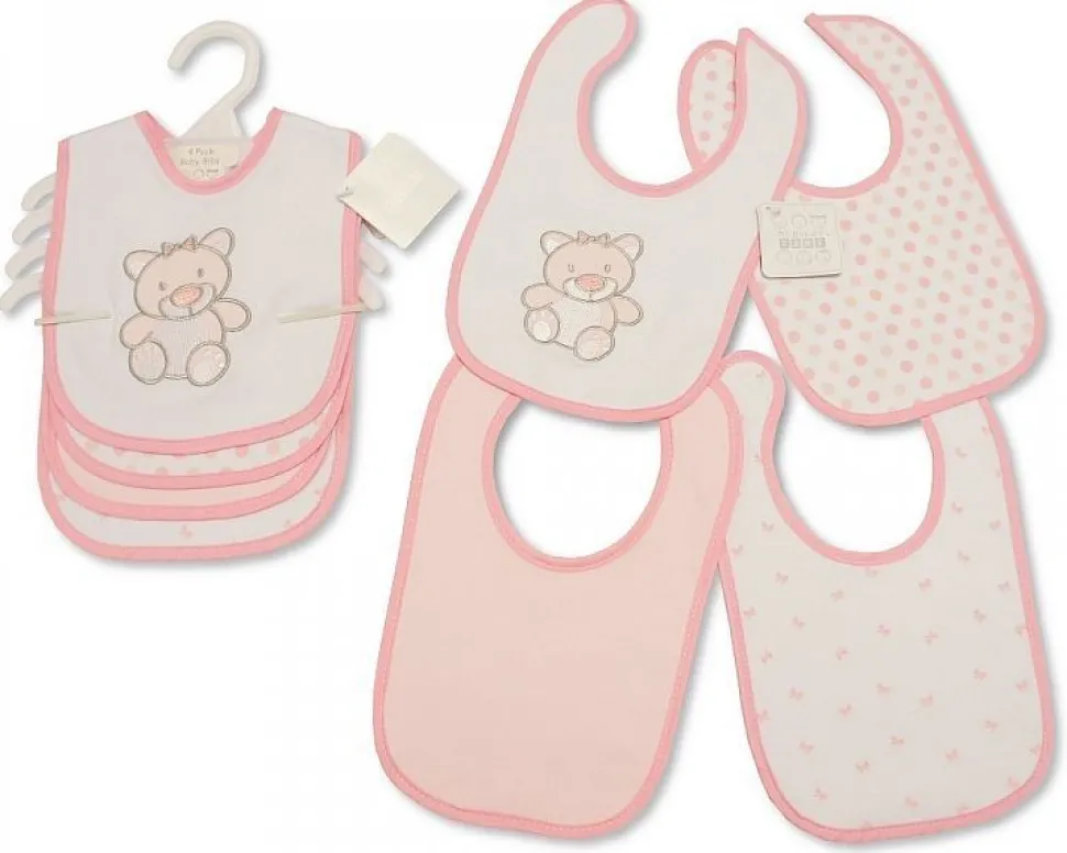 Assorted 4 Pack Bibs Pink