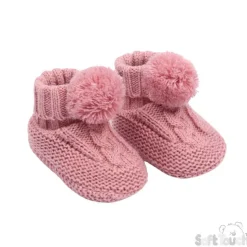 Baby Cable Knit Bootees Pink