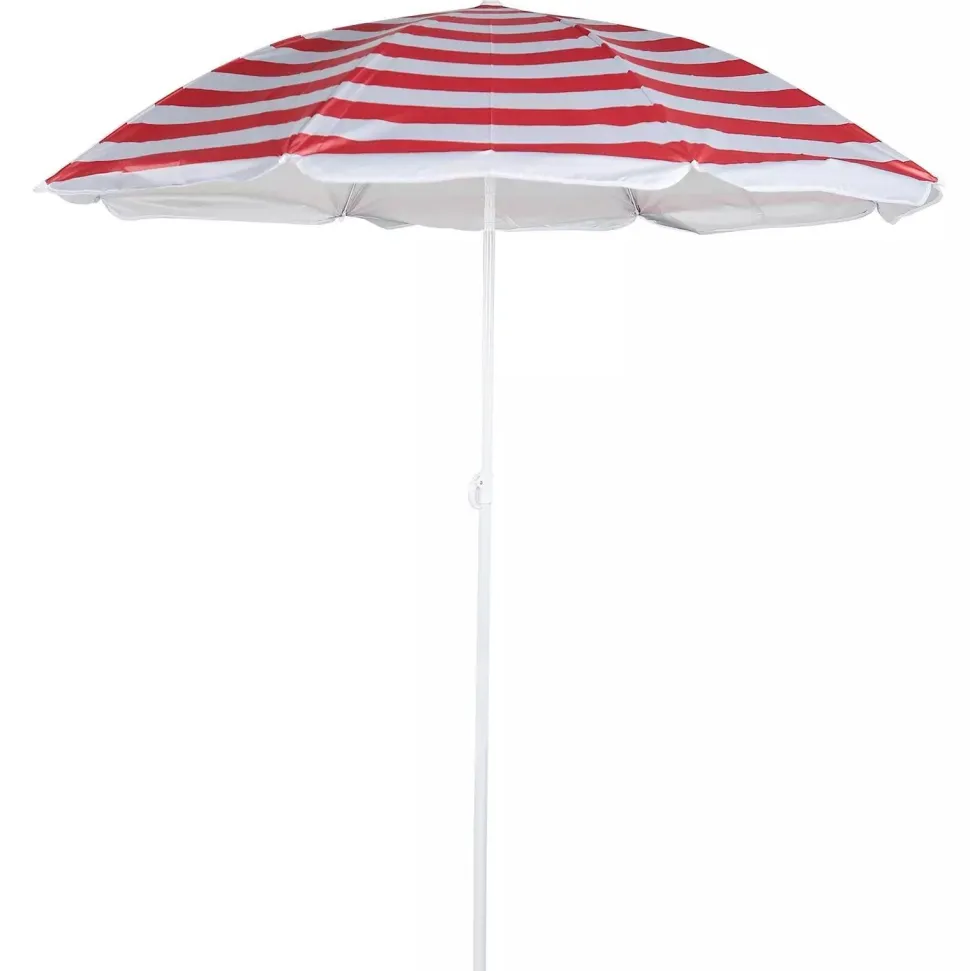 Beach Tilting Parasol Umbrella 1.8m Red Stripe