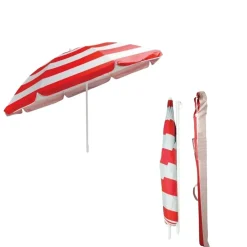 Beach Tilting Parasol Umbrella 1.8m Red Stripe