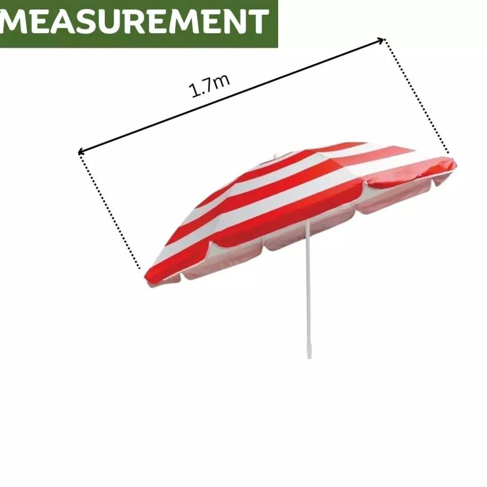 Beach Tilting Parasol Umbrella 1.8m Red Stripe