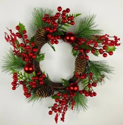 Berry & Bauble Wreath Christmas Decoration