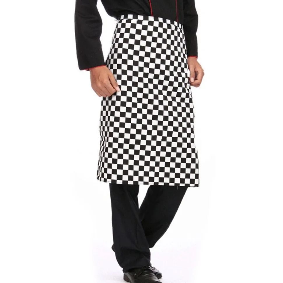 Black Check Half Apron 103-027