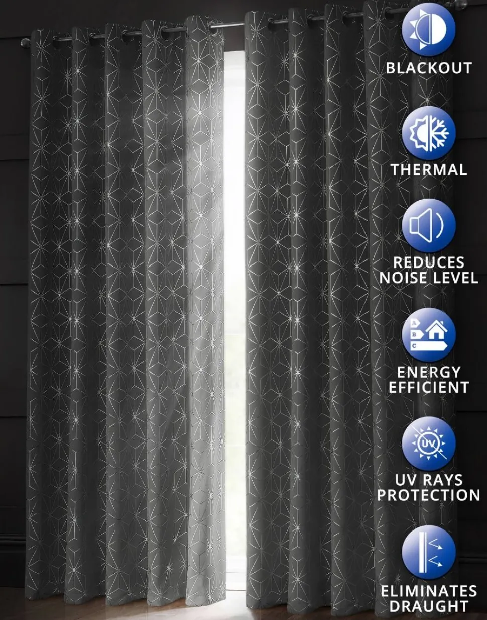 Blackout Curtains Eyelet Moreno Silver by Velosso