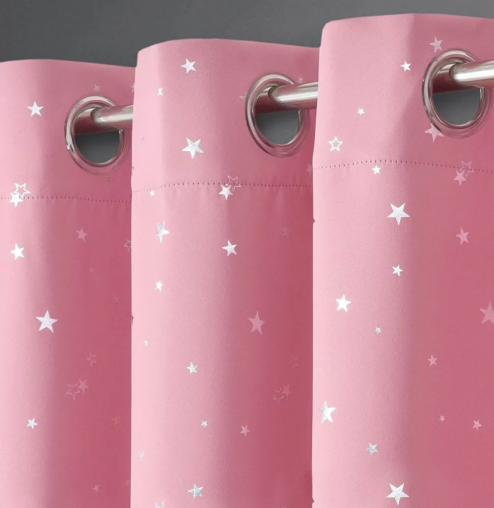 Blackout Curtains Eyelet Stars Pink