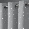 Blackout Curtains Eyelet Stars Grey