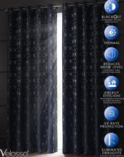 Blackout Curtains Eyelet Moreno Navy by Velosso