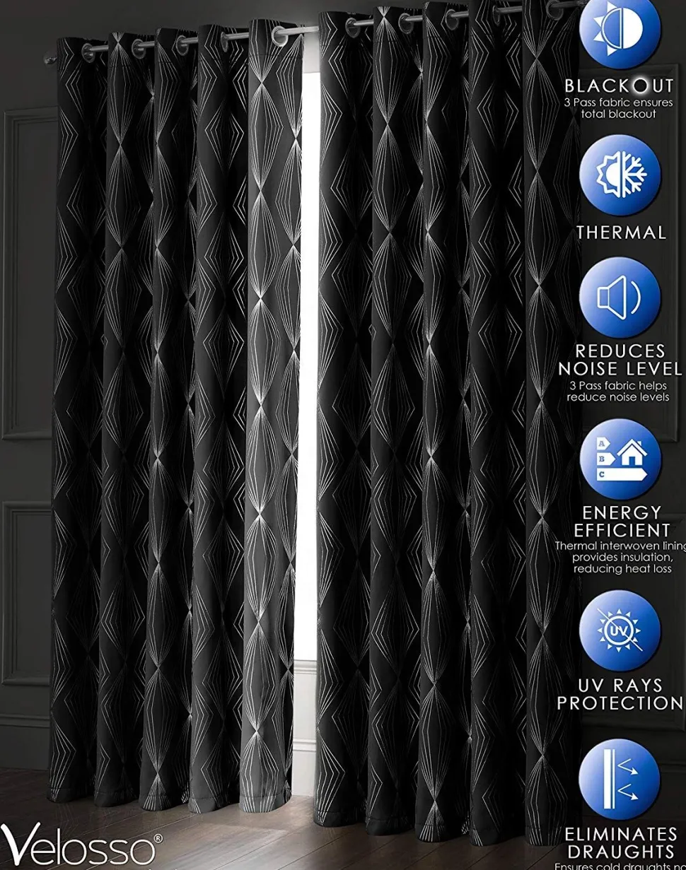 Blackout Curtains Onyx Black by Velosso