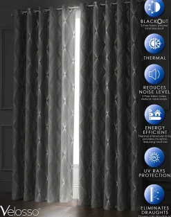 Blackout Curtains Onyx Grey by Velosso