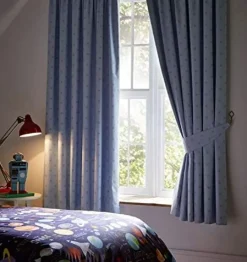 Blackout Curtains Stars Tape Top Blue