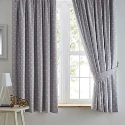 Blackout Curtains Stars Tape Top Grey